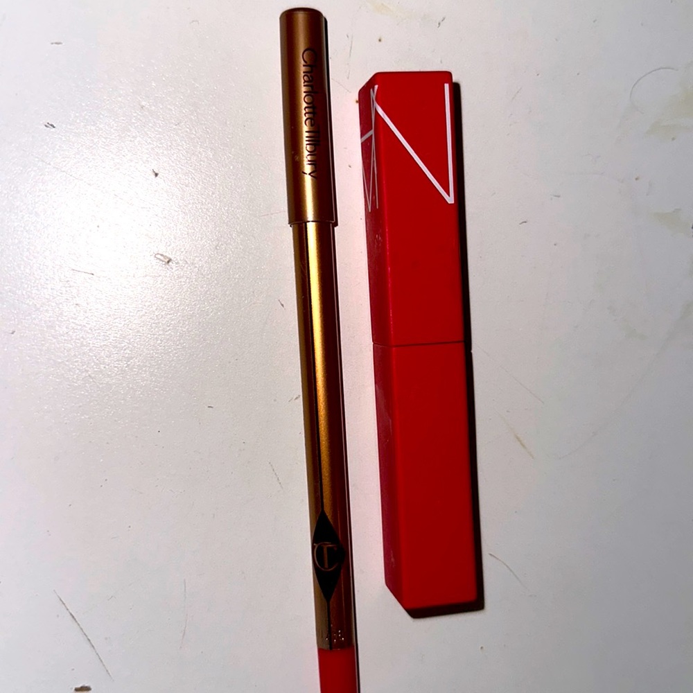 Red Charlotte Tillberry lip liner and all red bars lipstick